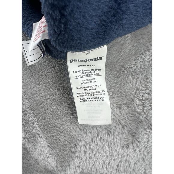 Patagonia Youth Synchilla Snap-T Fleece Pullover Navy Blue/mint Green Polartec - Picture 7 of 9